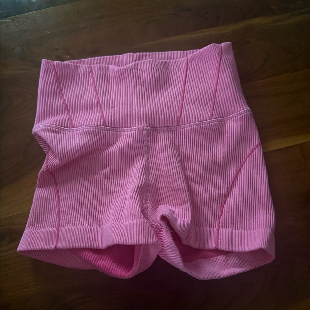 Aerie Pink Ribbed Bike Shorts